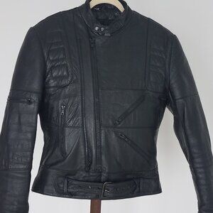 Vintage "Wilson" Black Leather Jacket, Women's size 40s on dafe collar